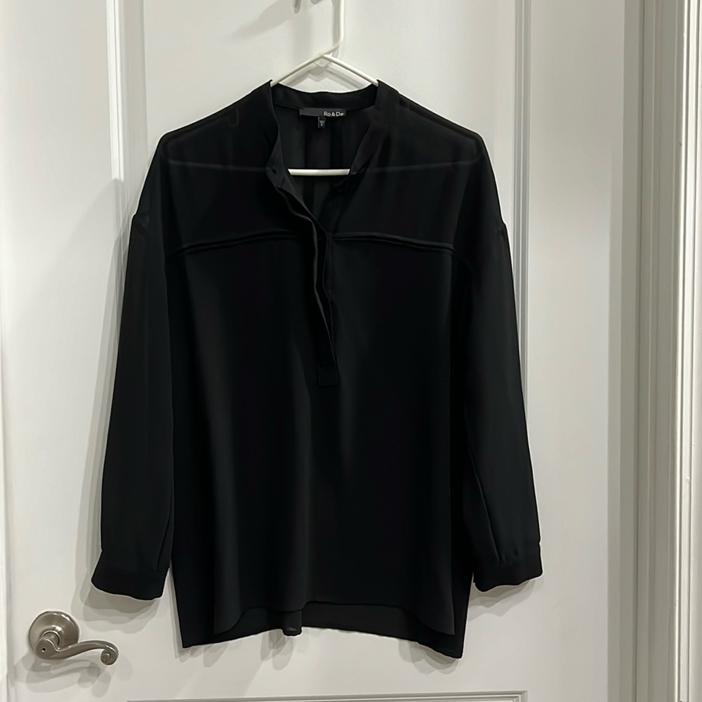 Sheer long sleeve blouse with buttons